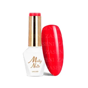 MOLLY LAC ESMALTE SEMIPERMANENTE HEARTS & KISSES NEON HEMA FREE Nº 198 RED KISS 8ML