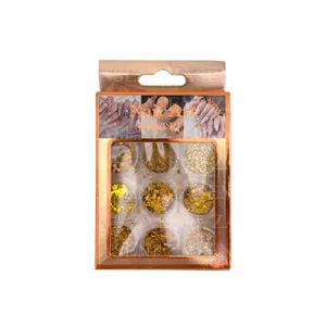 PACK DECORACIÓN UÑAS DORADO 9UDS