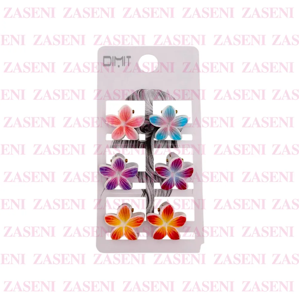 Mini Pinzas Flores Hawaianas 6Uds