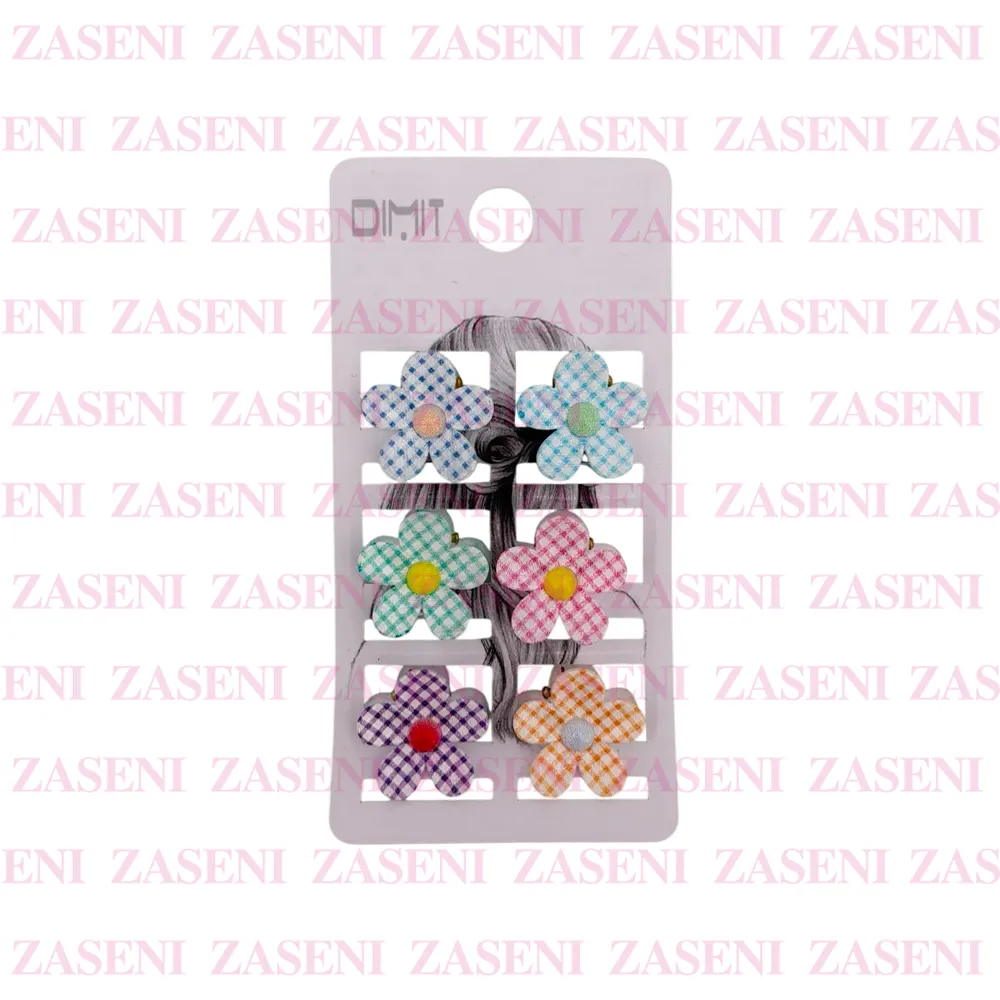 Mini Pinzas Flores Vichy 6Uds