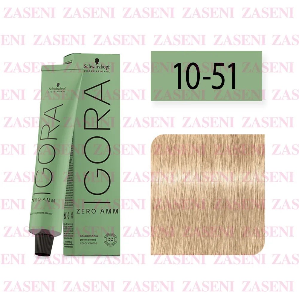 Tinte Igora Zero Amm 10-51 Rubio Platino Dorado Ceniza 60ml