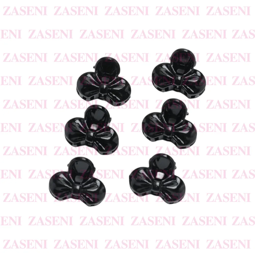 Mini Pinzas Pelo Flor Negras 6Uds